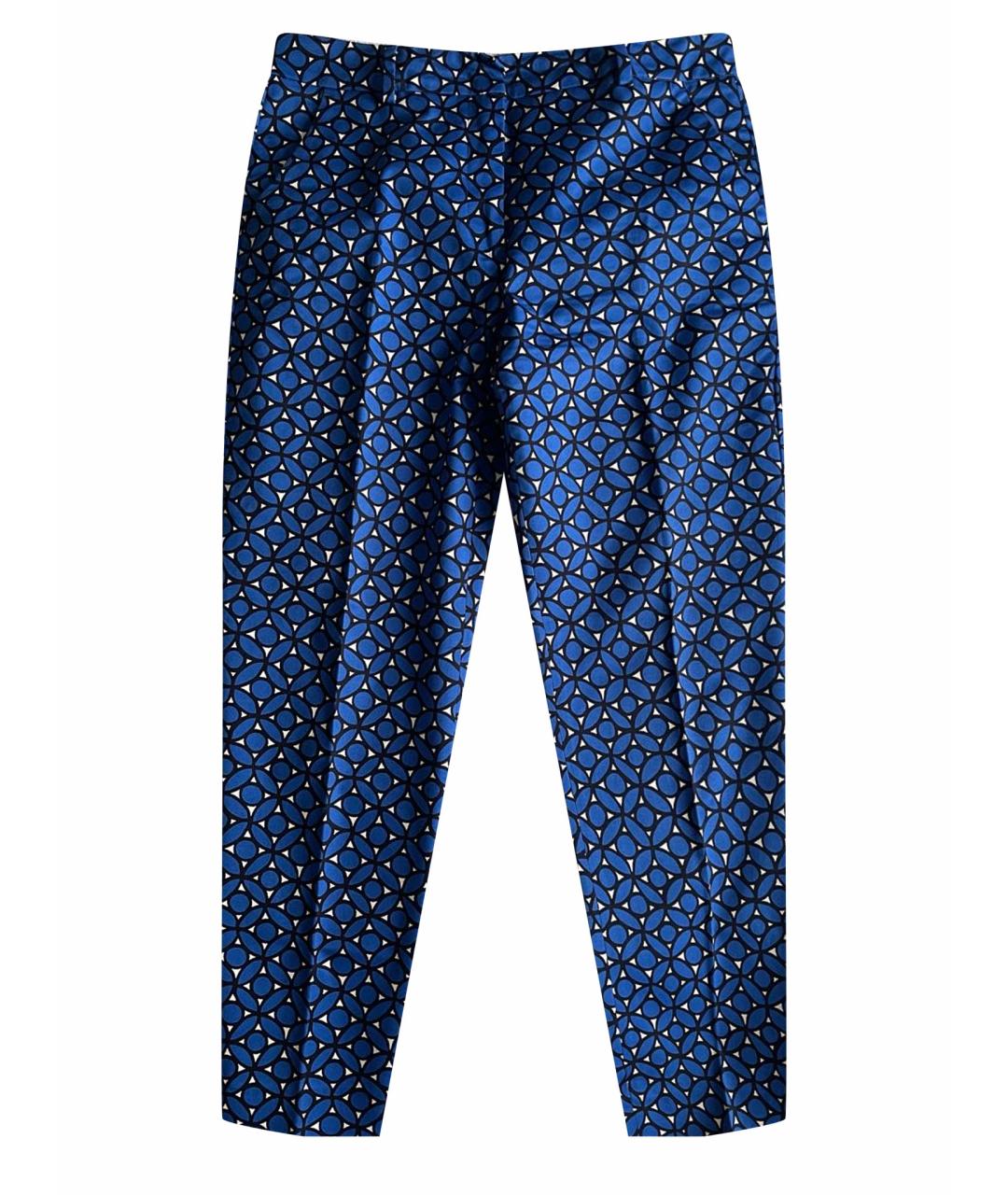 WEEKEND MAX MARA Синие хлопко-эластановые прямые брюки, фото 1