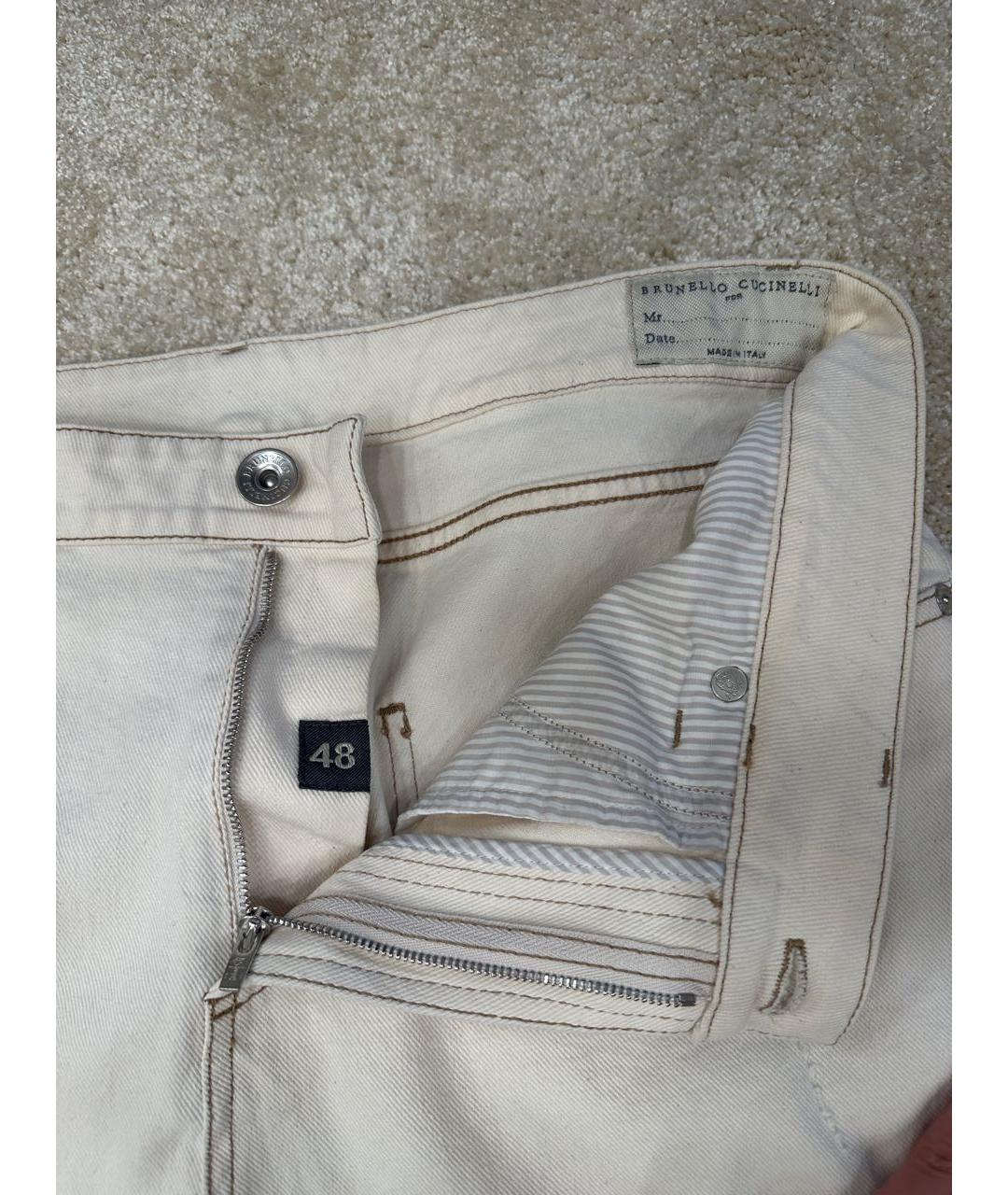BRUNELLO CUCINELLI Бежевые хлопко-эластановые джинсы, фото 4
