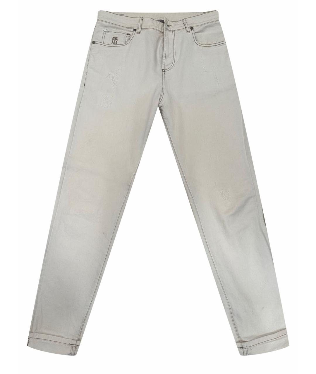 BRUNELLO CUCINELLI Бежевые хлопко-эластановые джинсы, фото 1