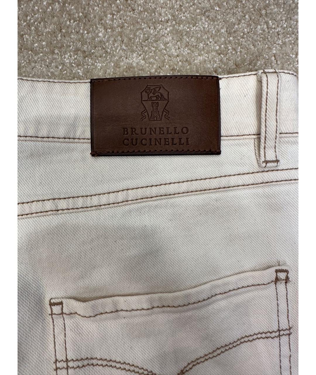 BRUNELLO CUCINELLI Бежевые хлопко-эластановые джинсы, фото 5
