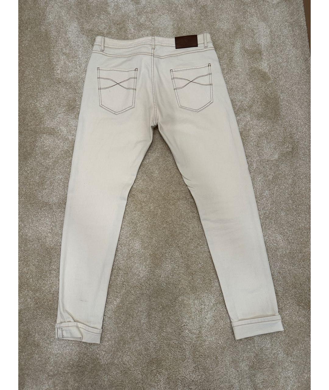 BRUNELLO CUCINELLI Бежевые хлопко-эластановые джинсы, фото 2
