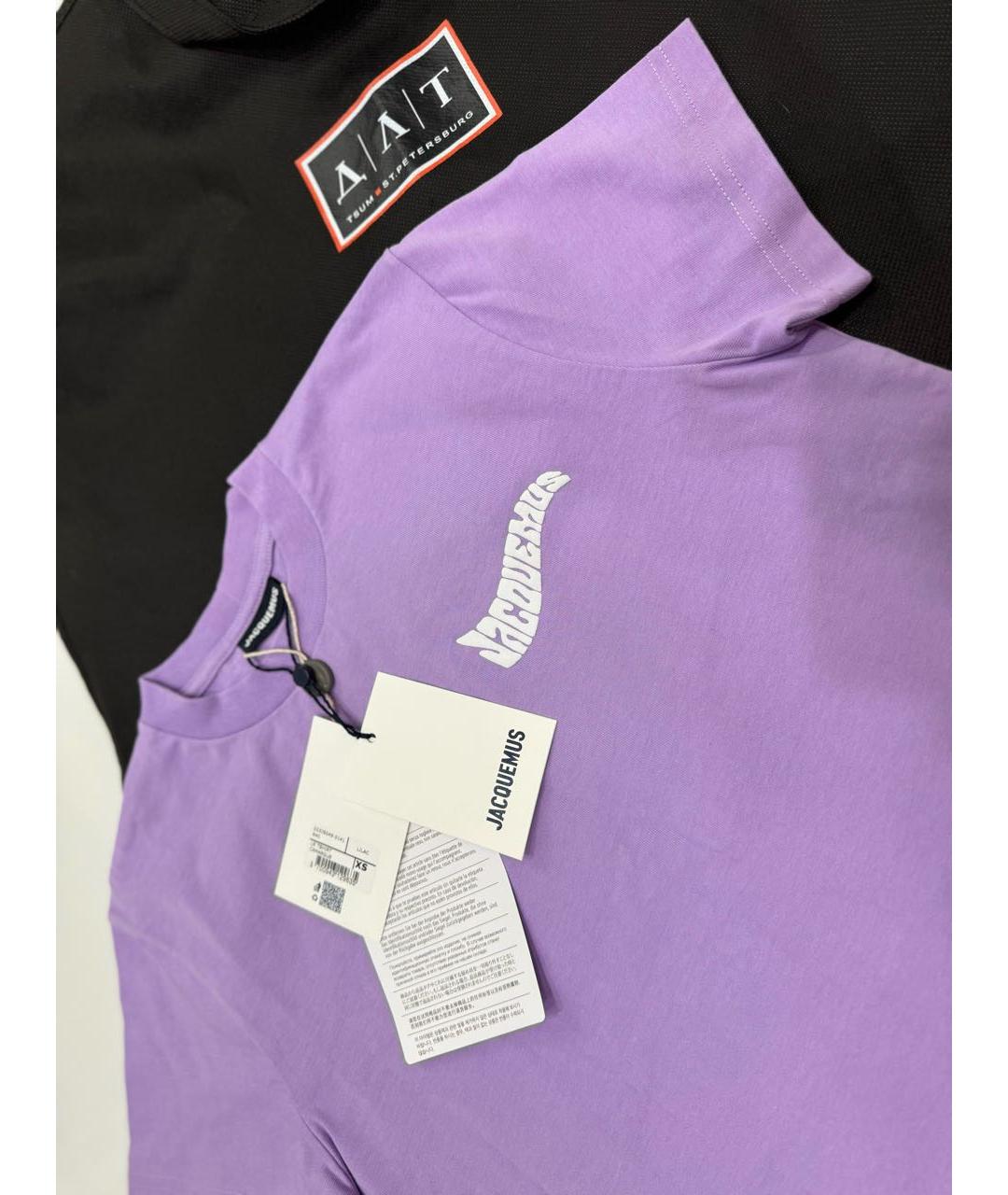 JACQUEMUS Фиолетовая хлопковая футболка, фото 4