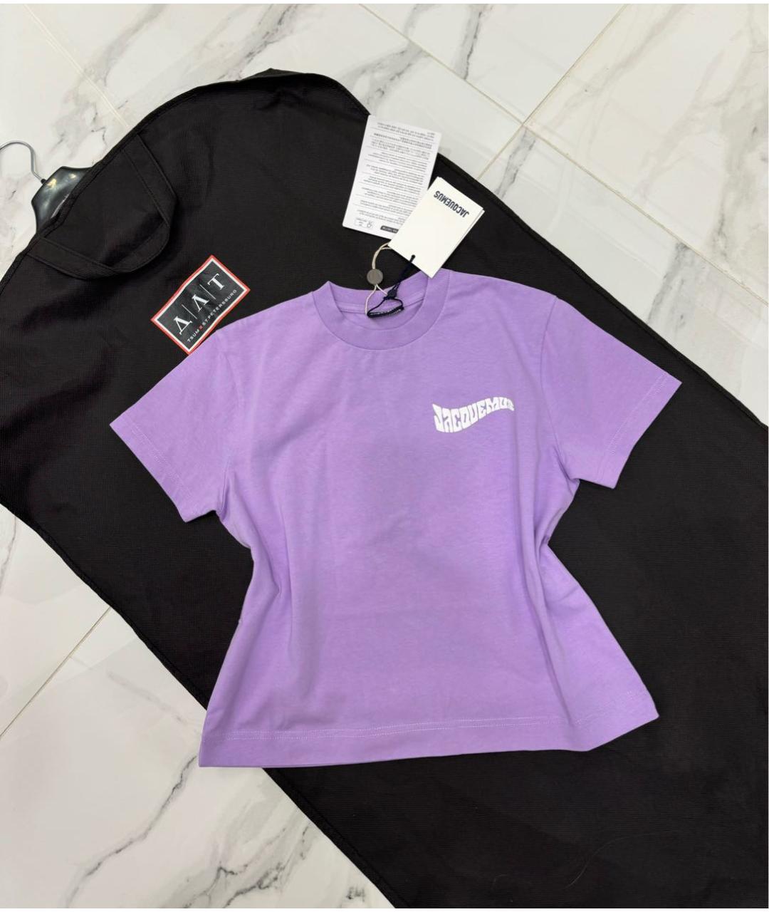 JACQUEMUS Фиолетовая хлопковая футболка, фото 3