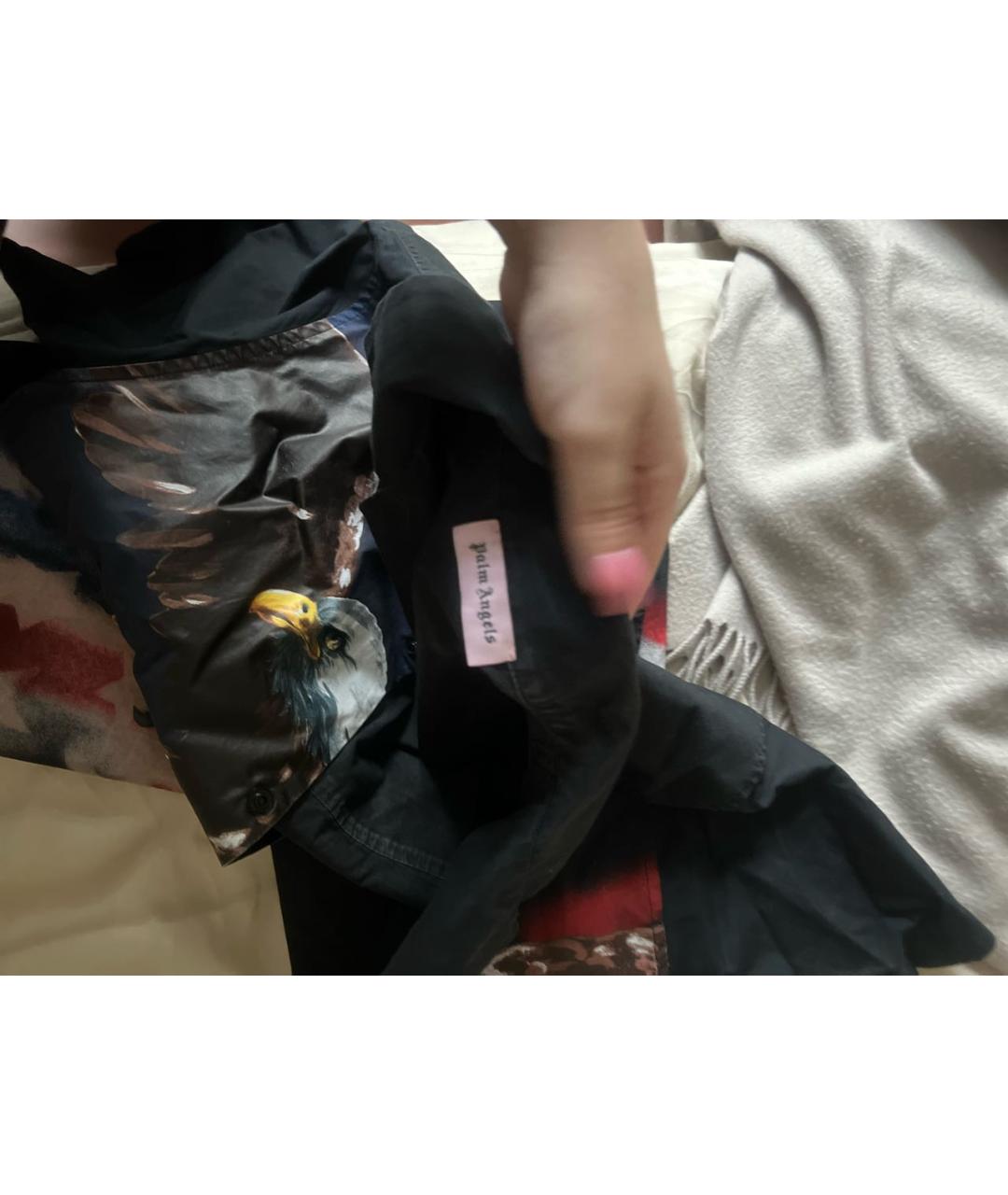 PALM ANGELS Черная хлопковая кэжуал рубашка, фото 3
