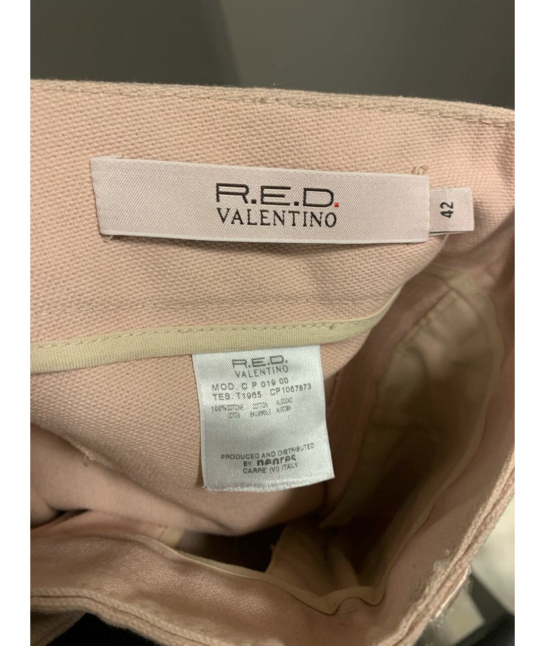 RED VALENTINO Розовые хлопковые прямые брюки, фото 4