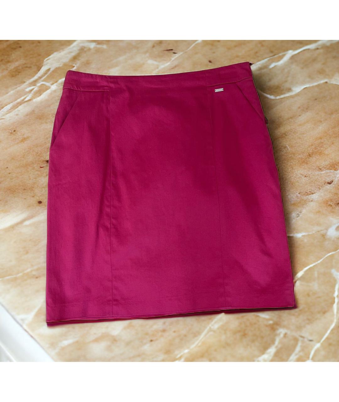ESCADA Розовая хлопко-эластановая юбка мини, фото 9