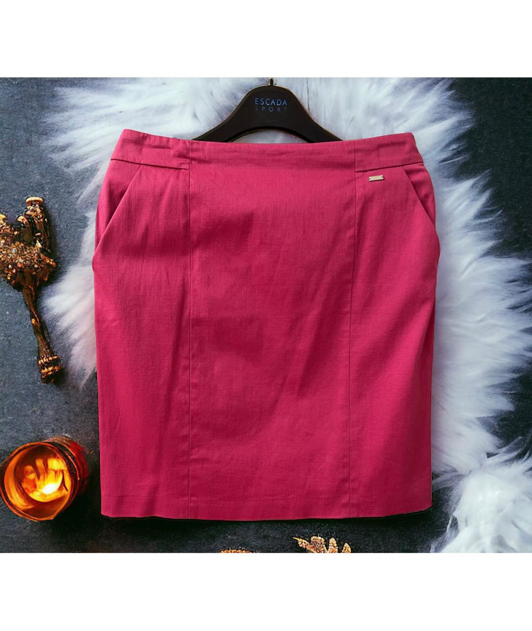 ESCADA Розовая хлопко-эластановая юбка мини, фото 2