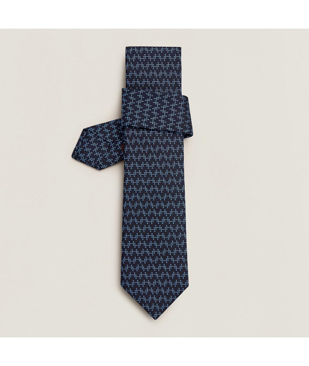 HERMES Синий шелковый галстук, фото 7