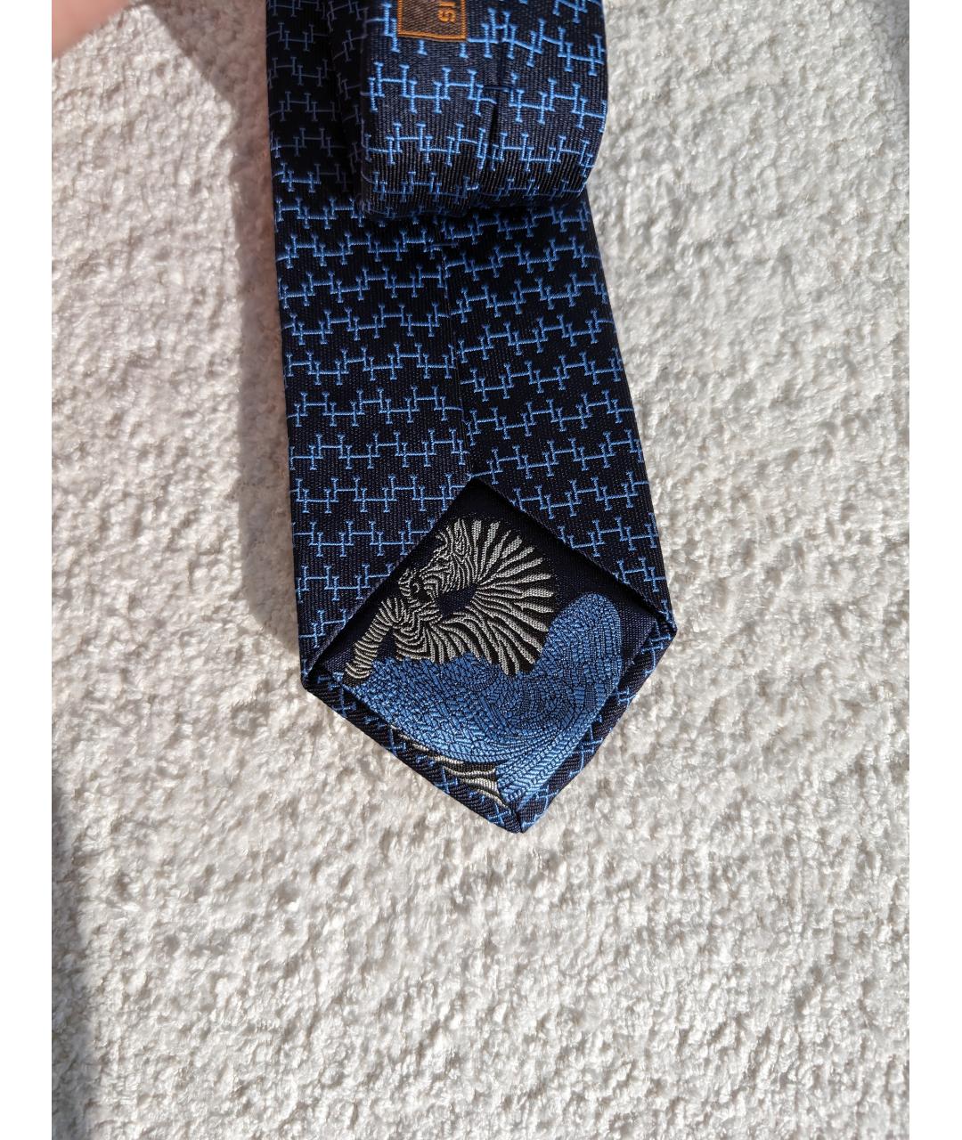 HERMES Синий шелковый галстук, фото 6