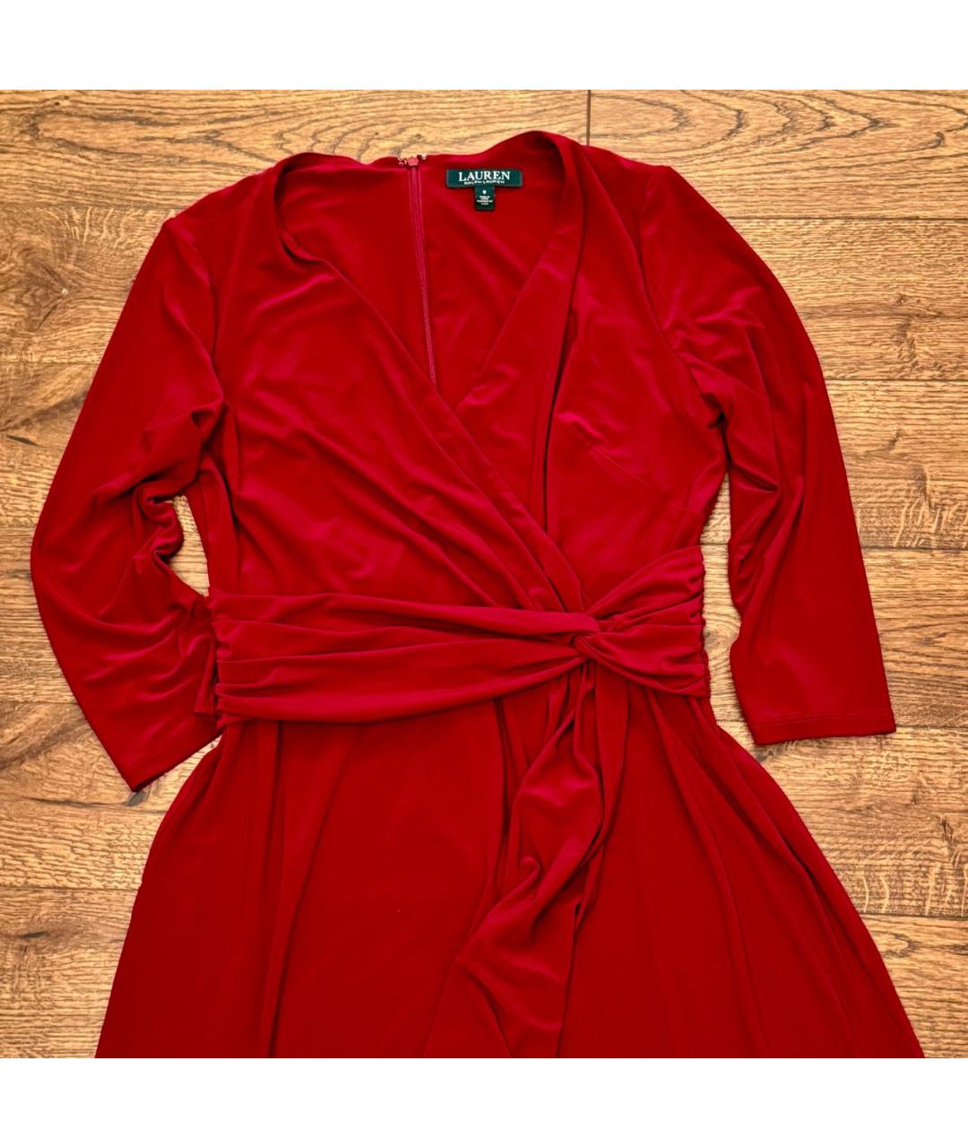 RALPH LAUREN Бордовое полиэстеровое вечернее платье, фото 4