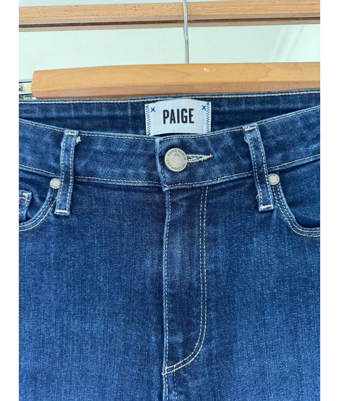 PAIGE Синие хлопко-полиэстеровые прямые джинсы, фото 3