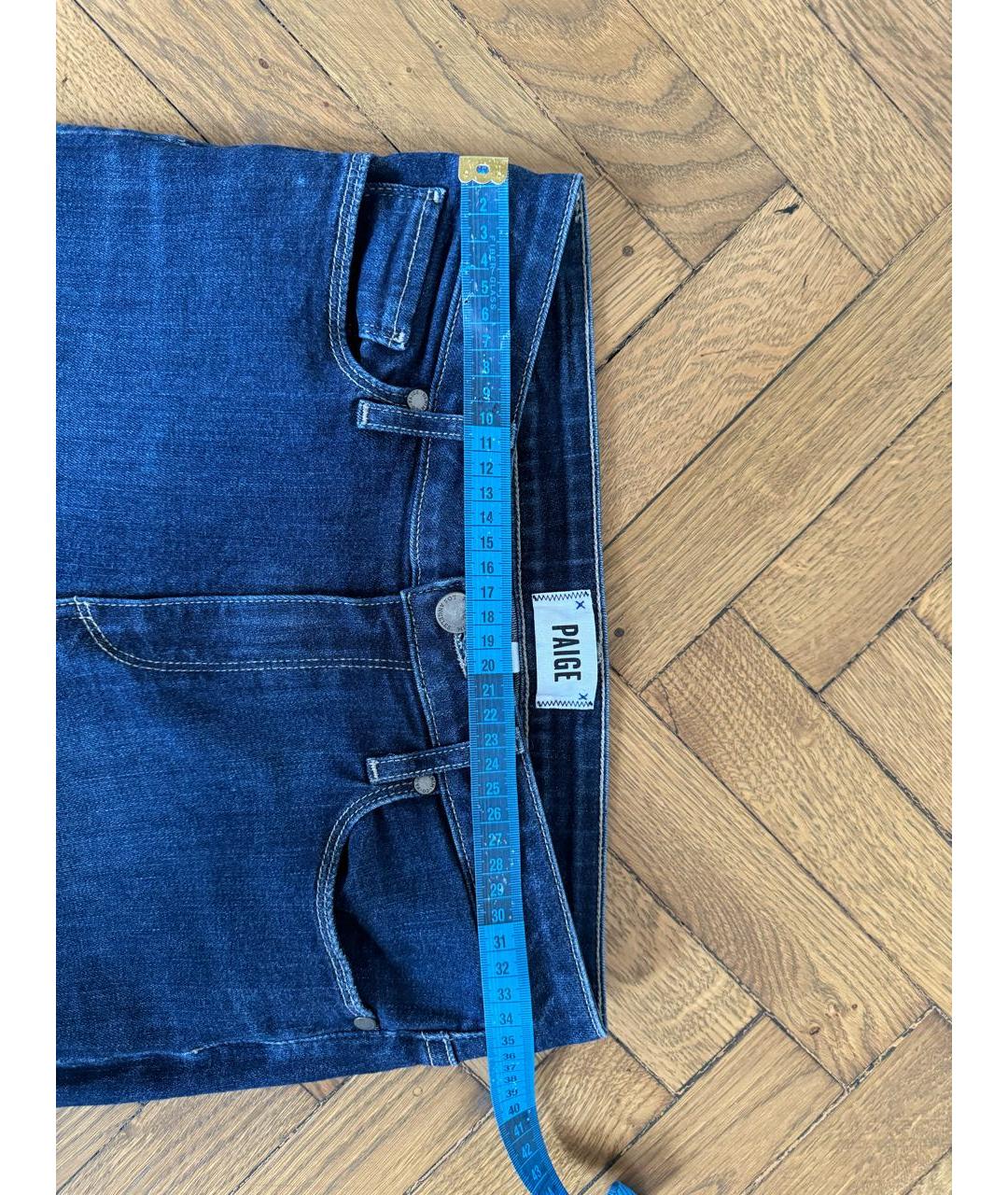 PAIGE Синие хлопко-полиэстеровые прямые джинсы, фото 4