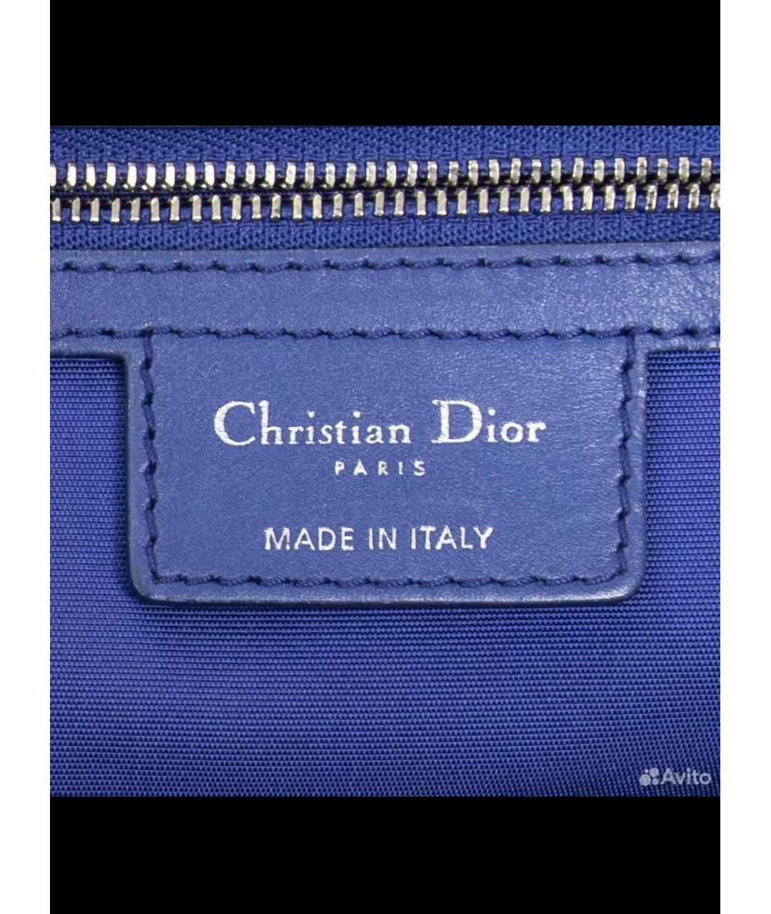 CHRISTIAN DIOR Синяя кожаная сумка тоут, фото 5