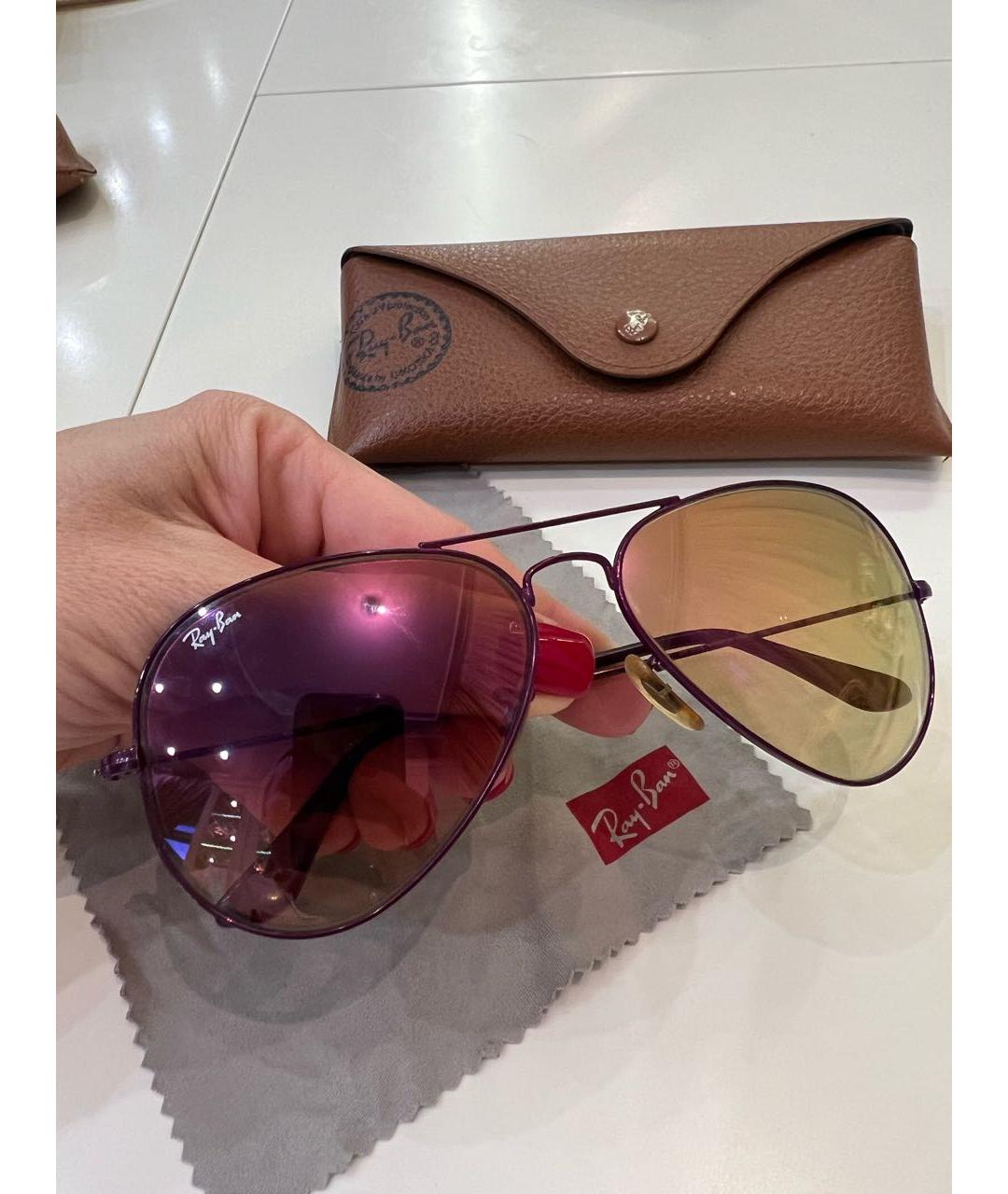 RAY BAN Фиолетовые металлические солнцезащитные очки, фото 2