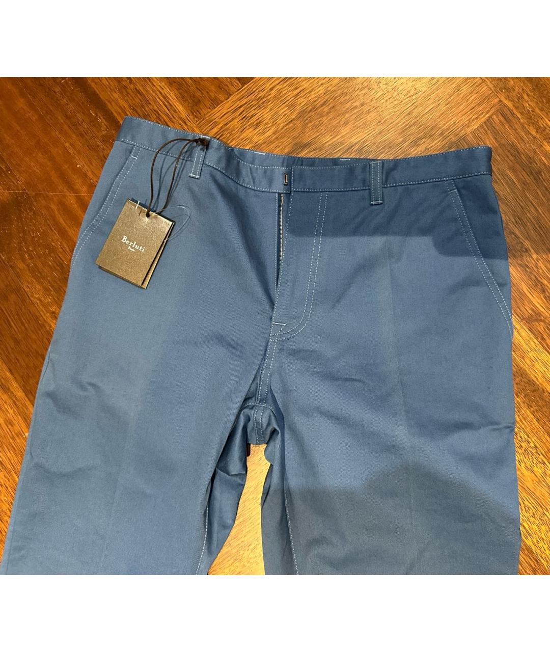 BERLUTI Синие хлопковые брюки чинос, фото 3