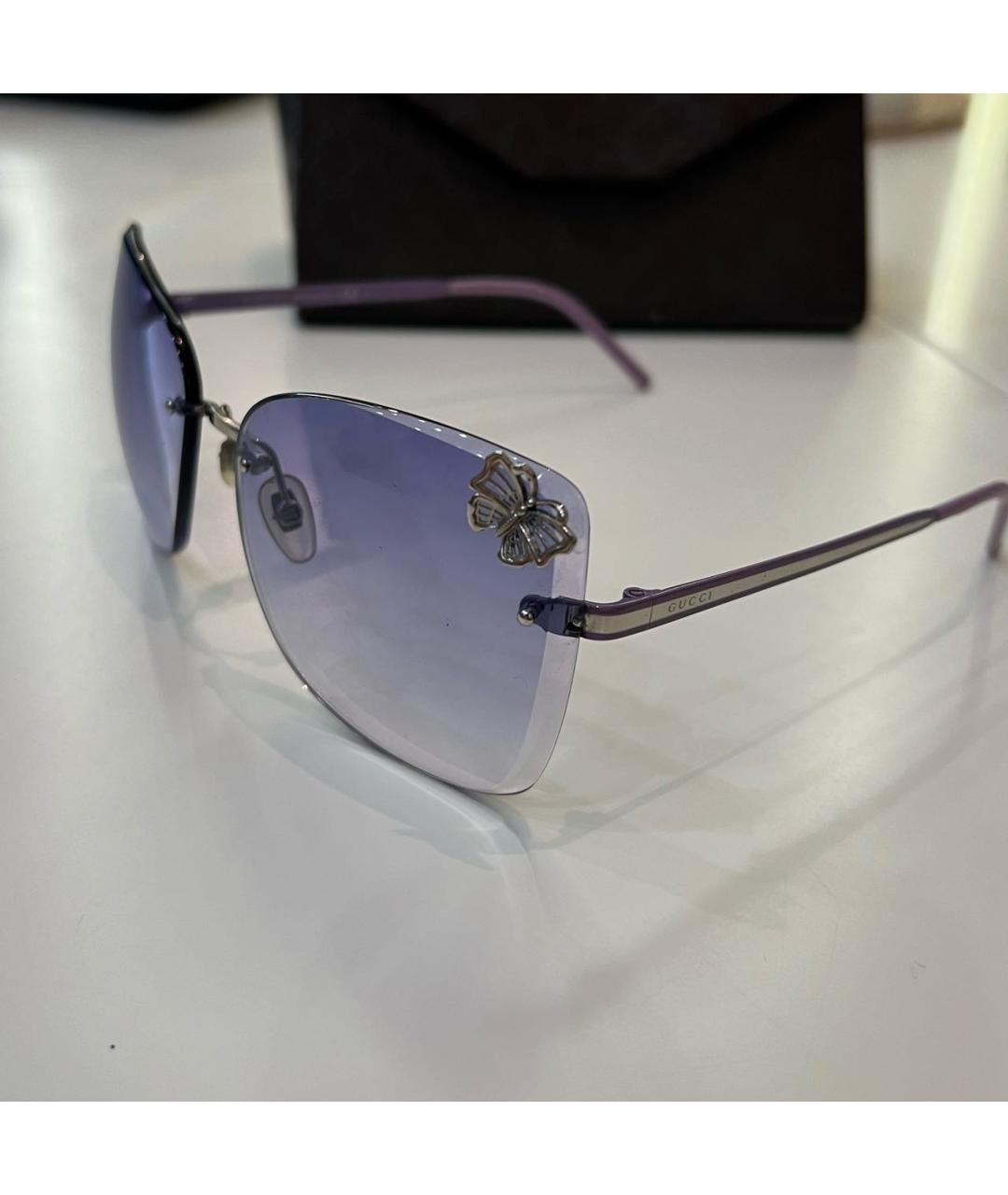 GUCCI Фиолетовые металлические солнцезащитные очки, фото 4