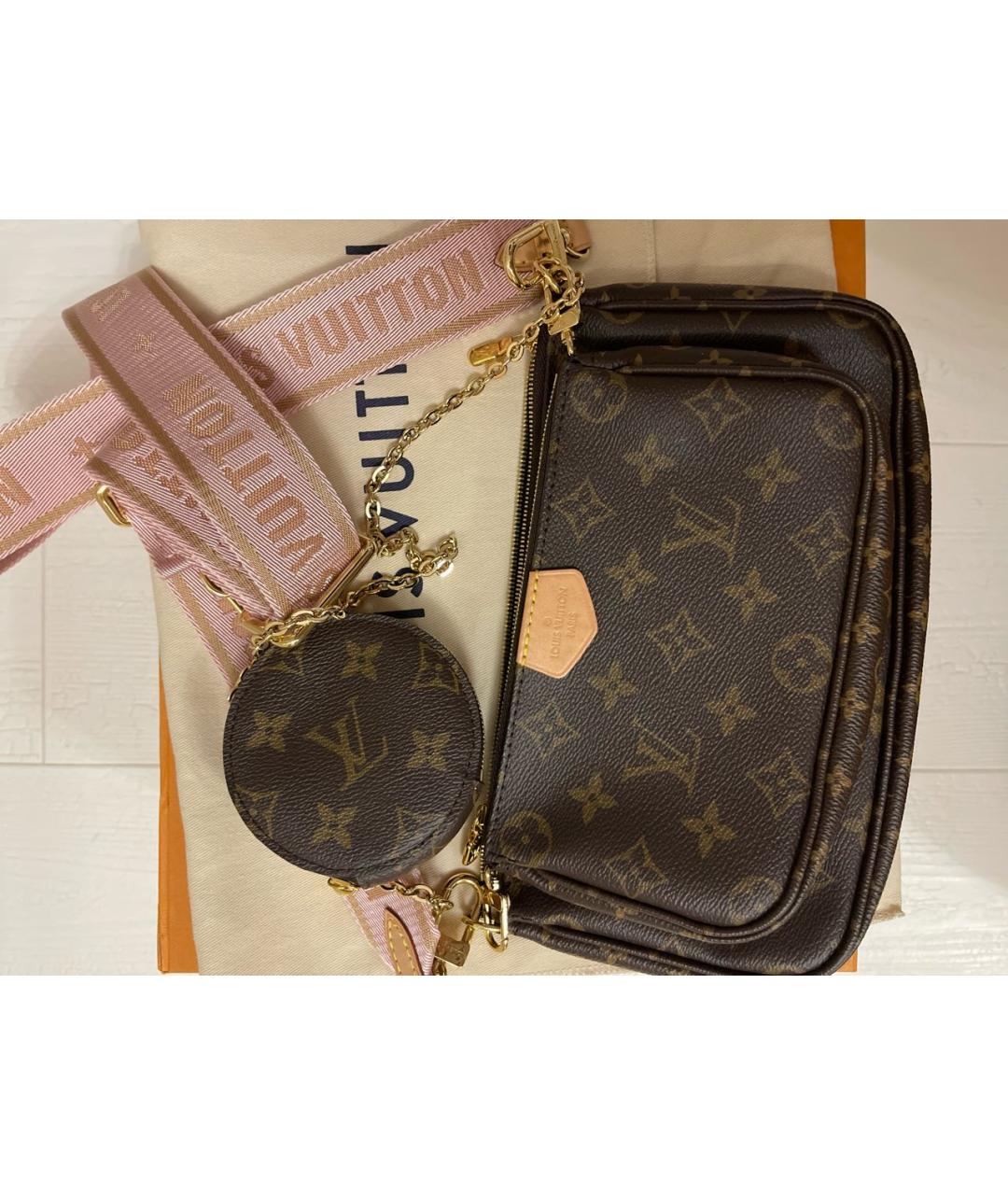 LOUIS VUITTON PRE-OWNED Коричневая кожаная сумка через плечо, фото 6