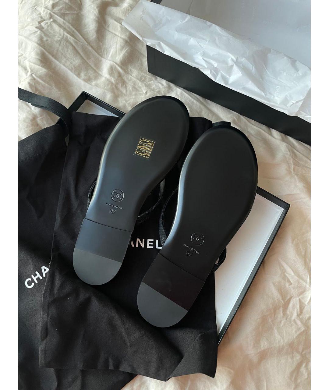 CHANEL Черные резиновые шлепанцы, фото 4