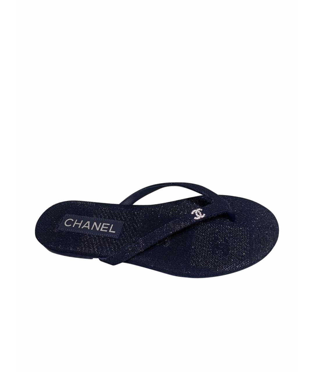 CHANEL Черные резиновые шлепанцы, фото 1