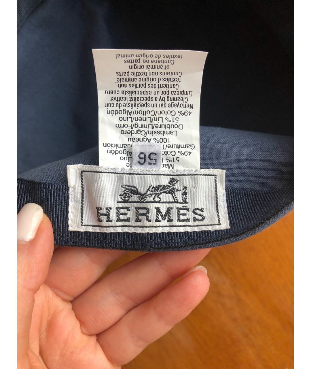 HERMES PRE-OWNED Синяя льняная кепка, фото 5