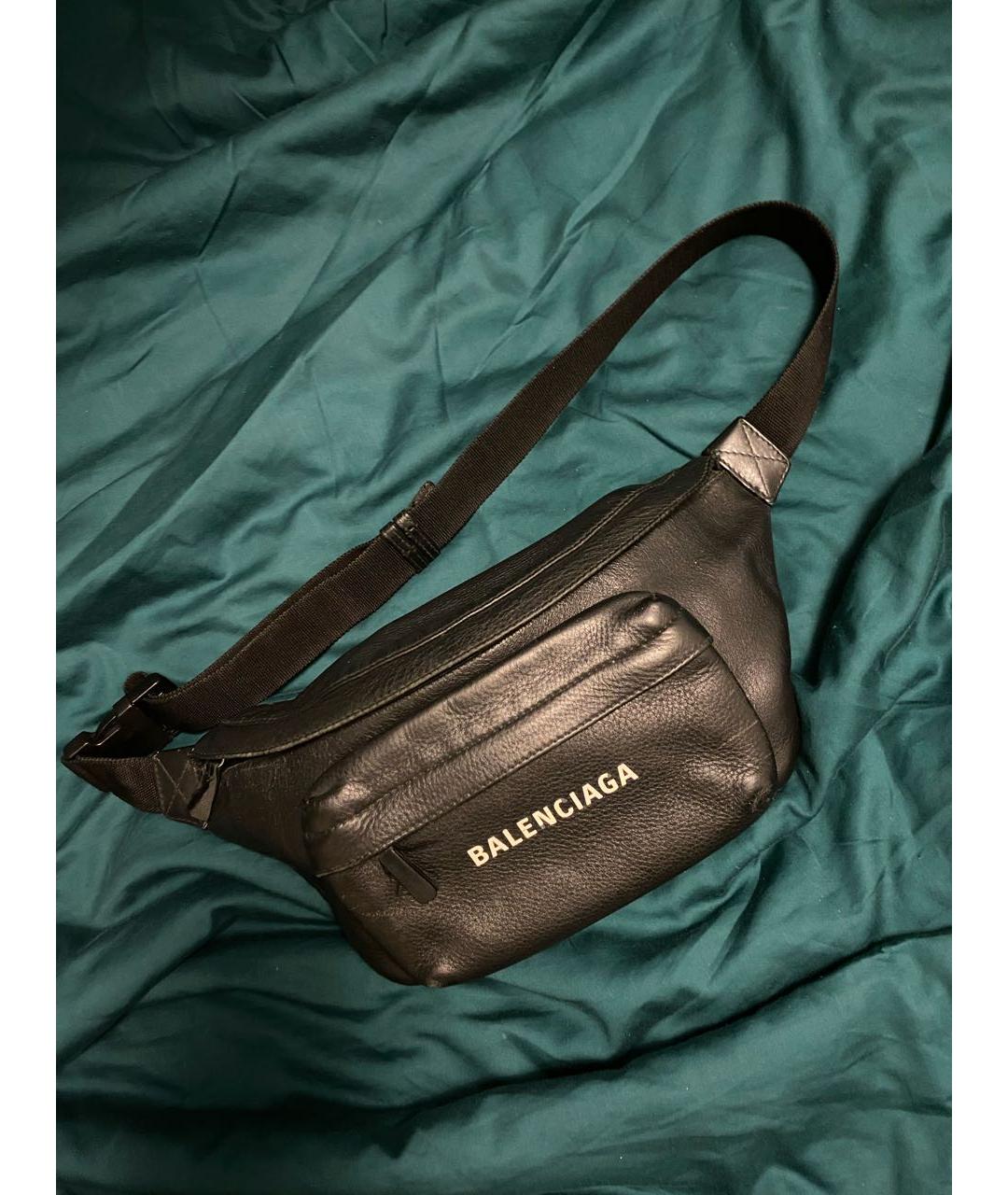 BALENCIAGA Черная кожаная поясная сумка, фото 5