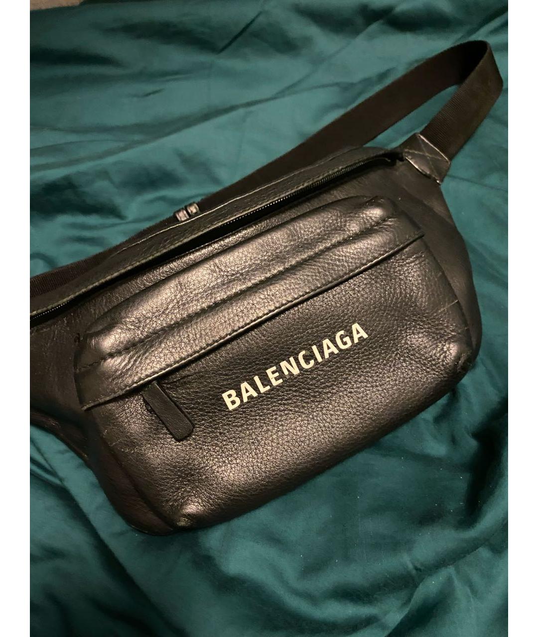 BALENCIAGA Черная кожаная поясная сумка, фото 2