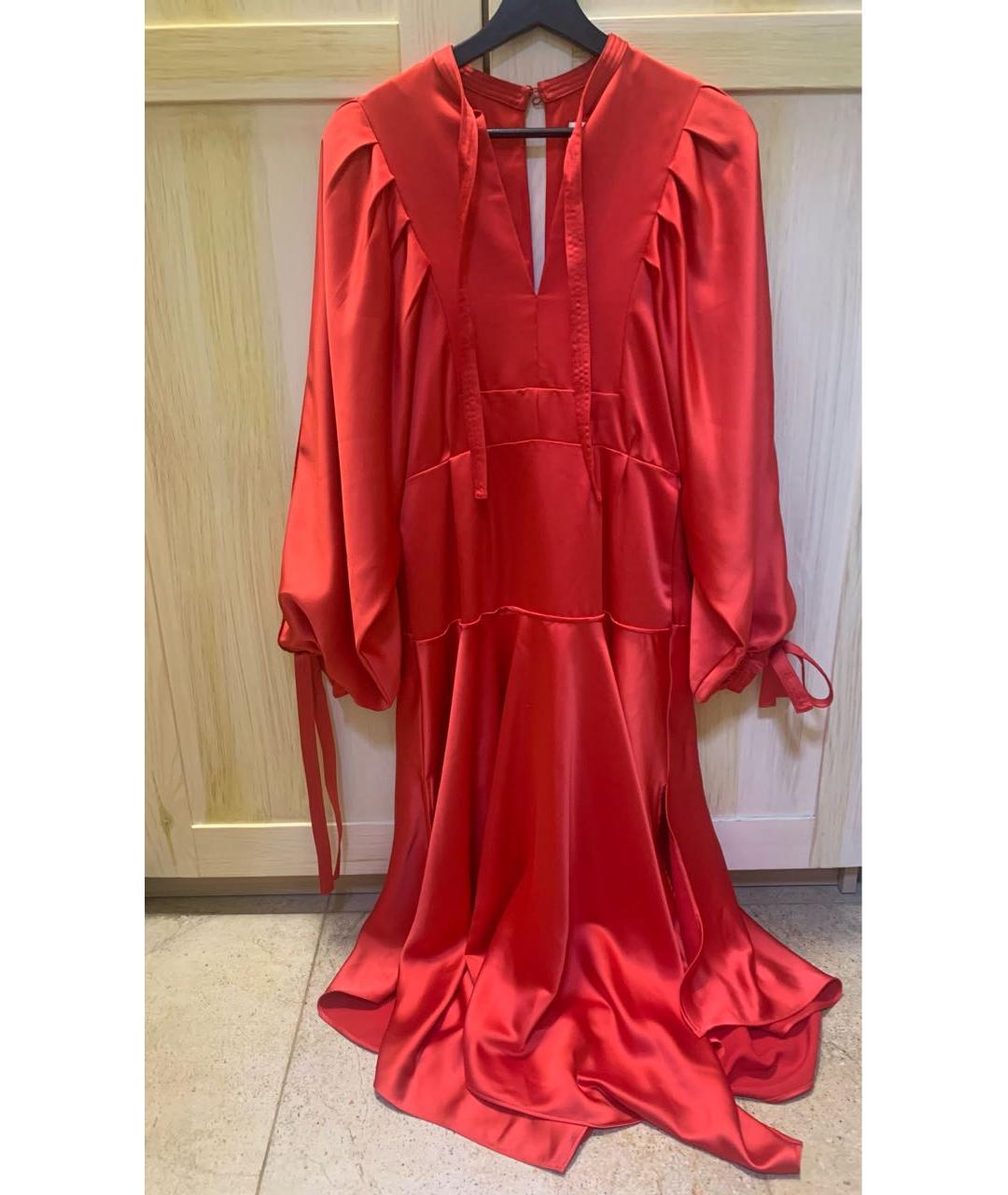 SELF-PORTRAIT Красное атласное коктейльное платье, фото 5