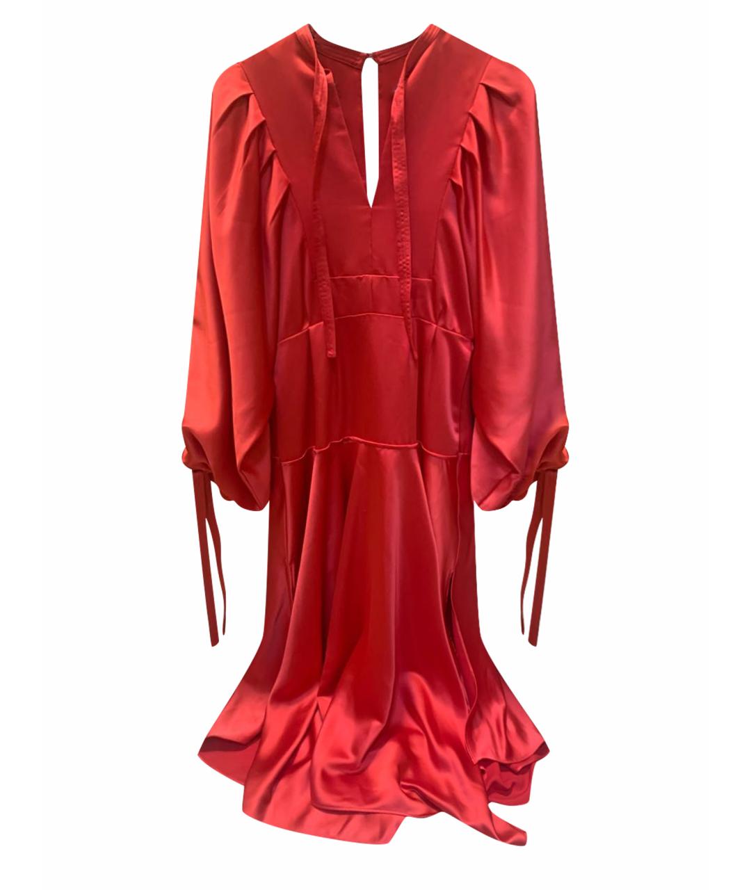 SELF-PORTRAIT Красное атласное коктейльное платье, фото 1