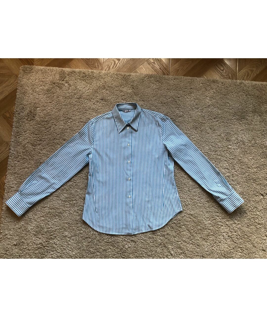 LORO PIANA Голубая хлопковая рубашка, фото 7