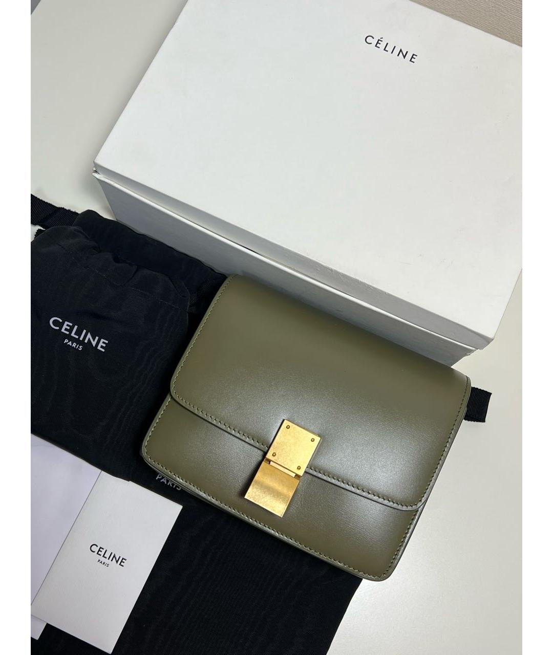 CELINE PRE-OWNED Зеленая кожаная сумка через плечо, фото 5