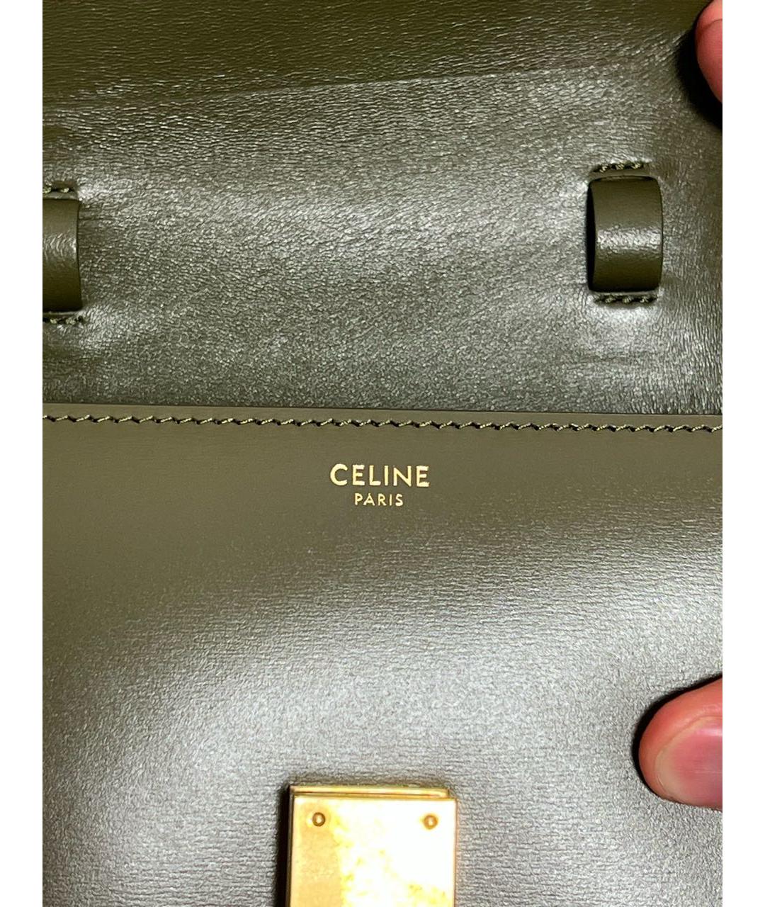 CELINE PRE-OWNED Зеленая кожаная сумка через плечо, фото 7