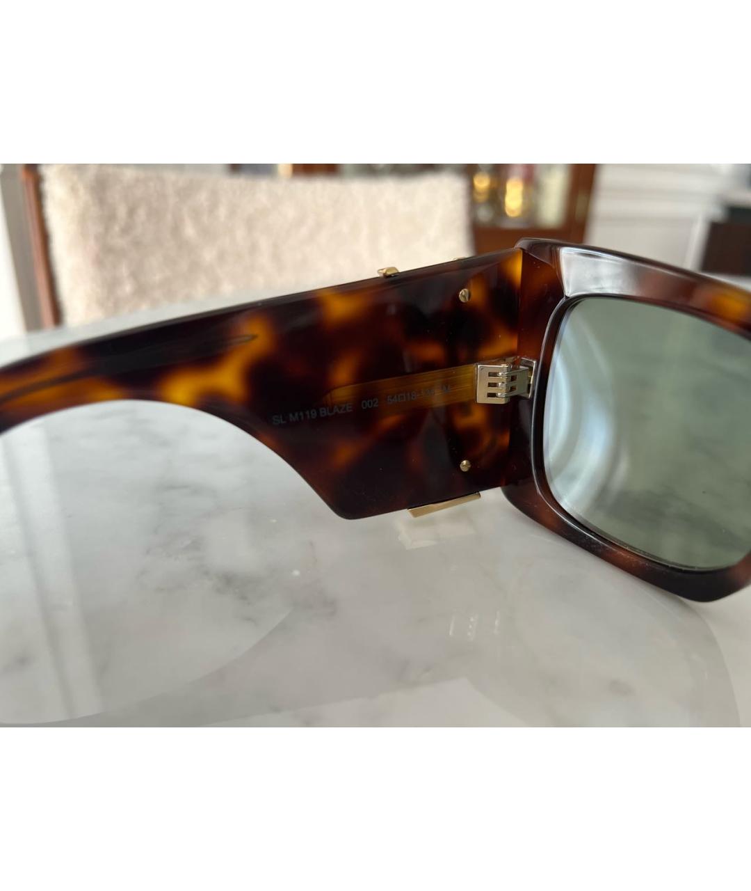 SAINT LAURENT Коричневые пластиковые солнцезащитные очки, фото 4
