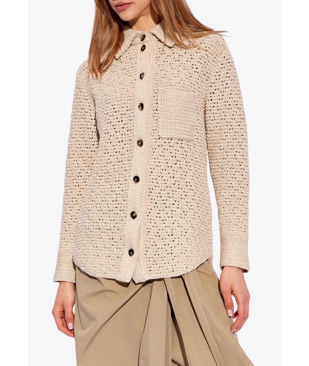BOTTEGA VENETA Бежевая хлопковая рубашка, фото 4