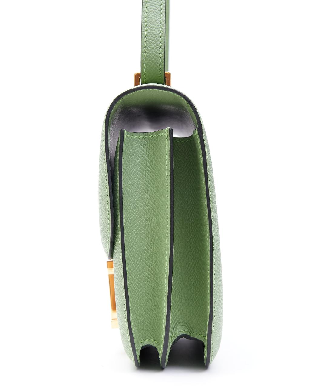 HERMES PRE-OWNED Зеленая кожаная сумка через плечо, фото 4
