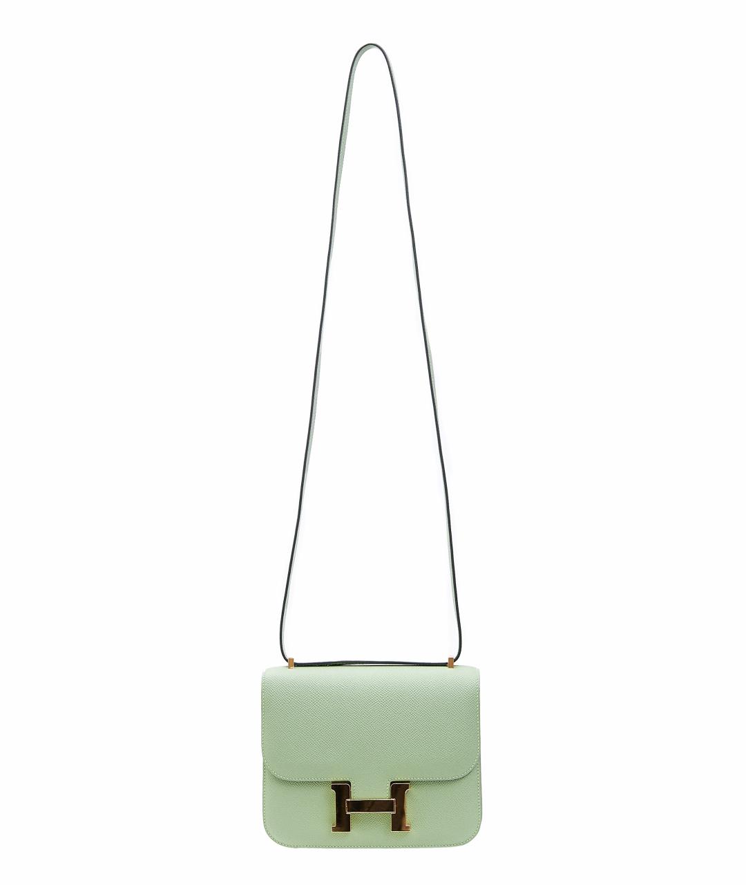 HERMES PRE-OWNED Зеленая кожаная сумка через плечо, фото 1