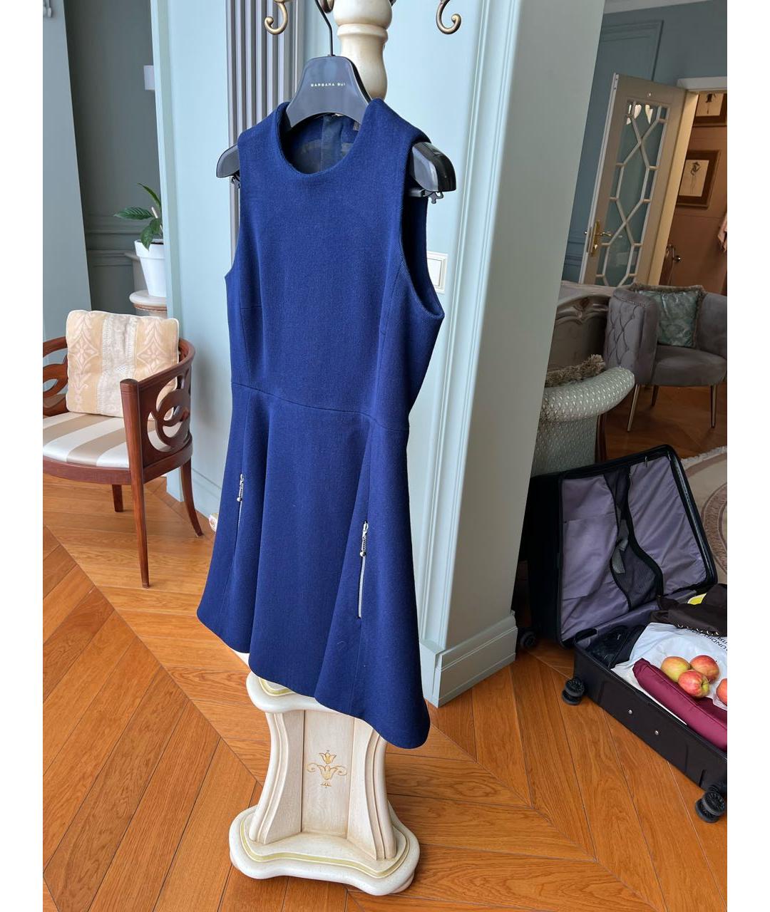 LOUIS VUITTON Синее шерстяное коктейльное платье, фото 4