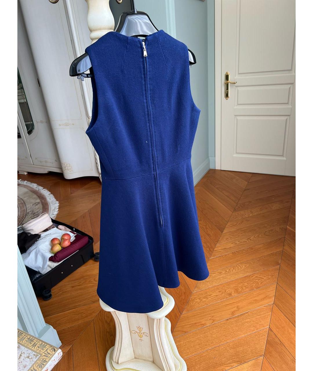 LOUIS VUITTON Синее шерстяное коктейльное платье, фото 5
