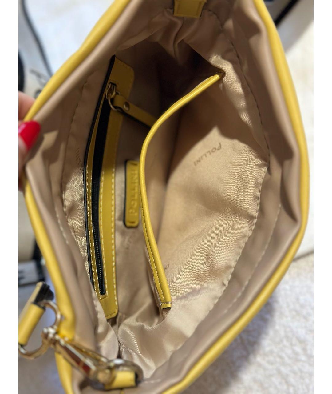 POLLINI Желтая сумка тоут из искусственной кожи, фото 3