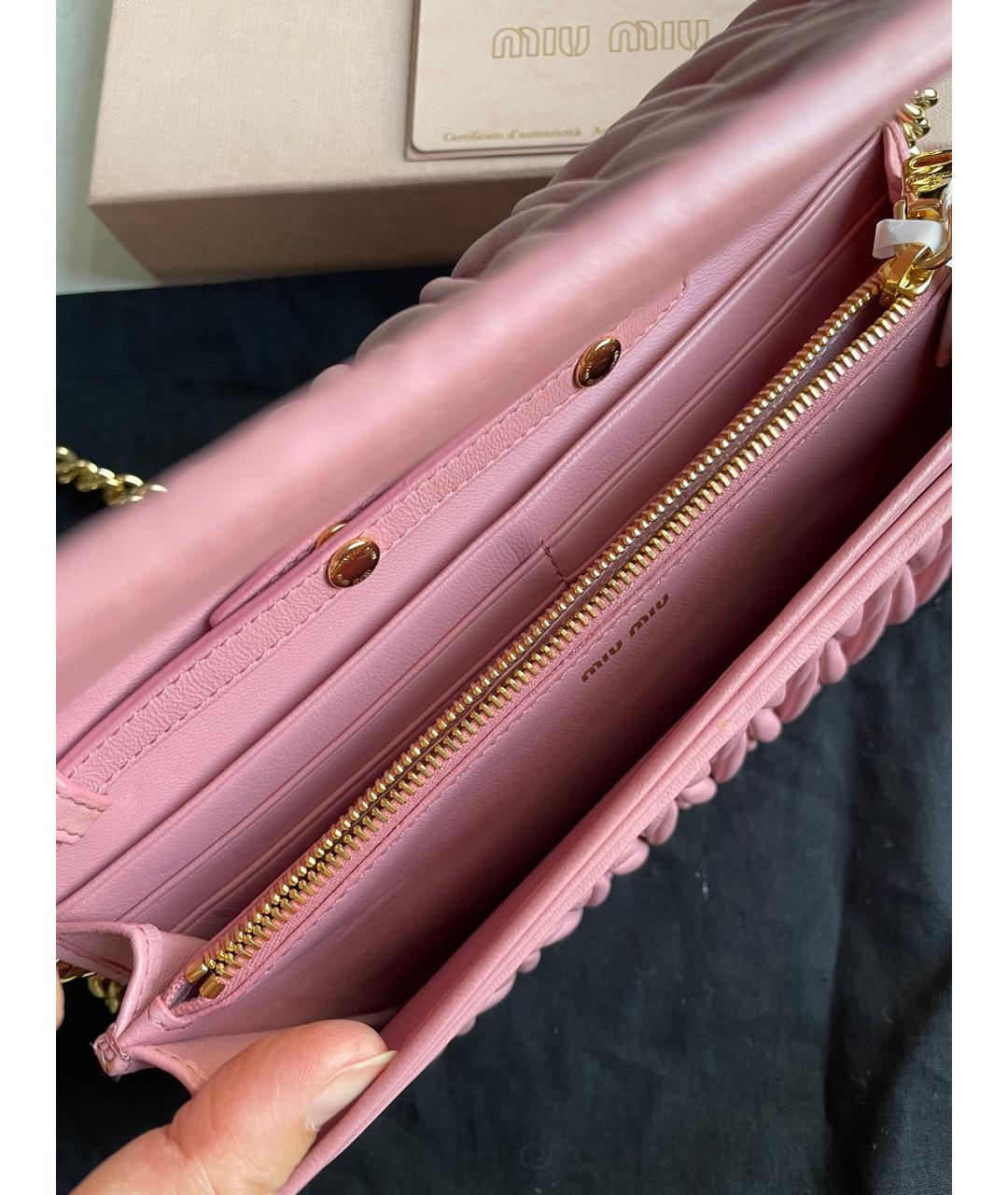 MIU MIU Розовая кожаная сумка через плечо, фото 6