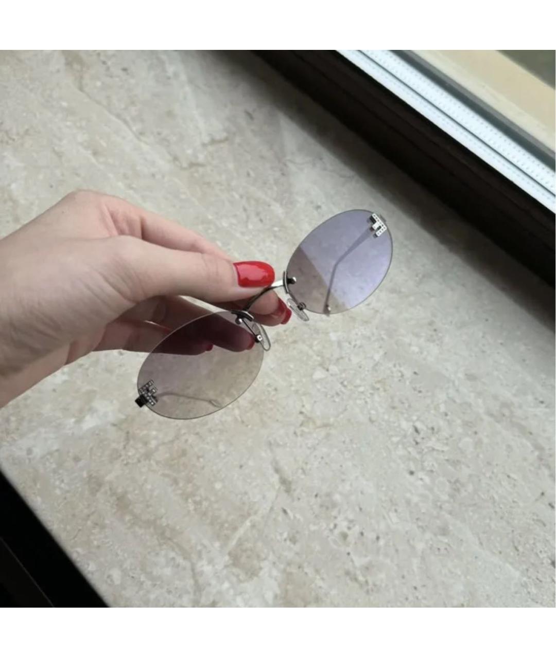 FENDI Серые металлические солнцезащитные очки, фото 4