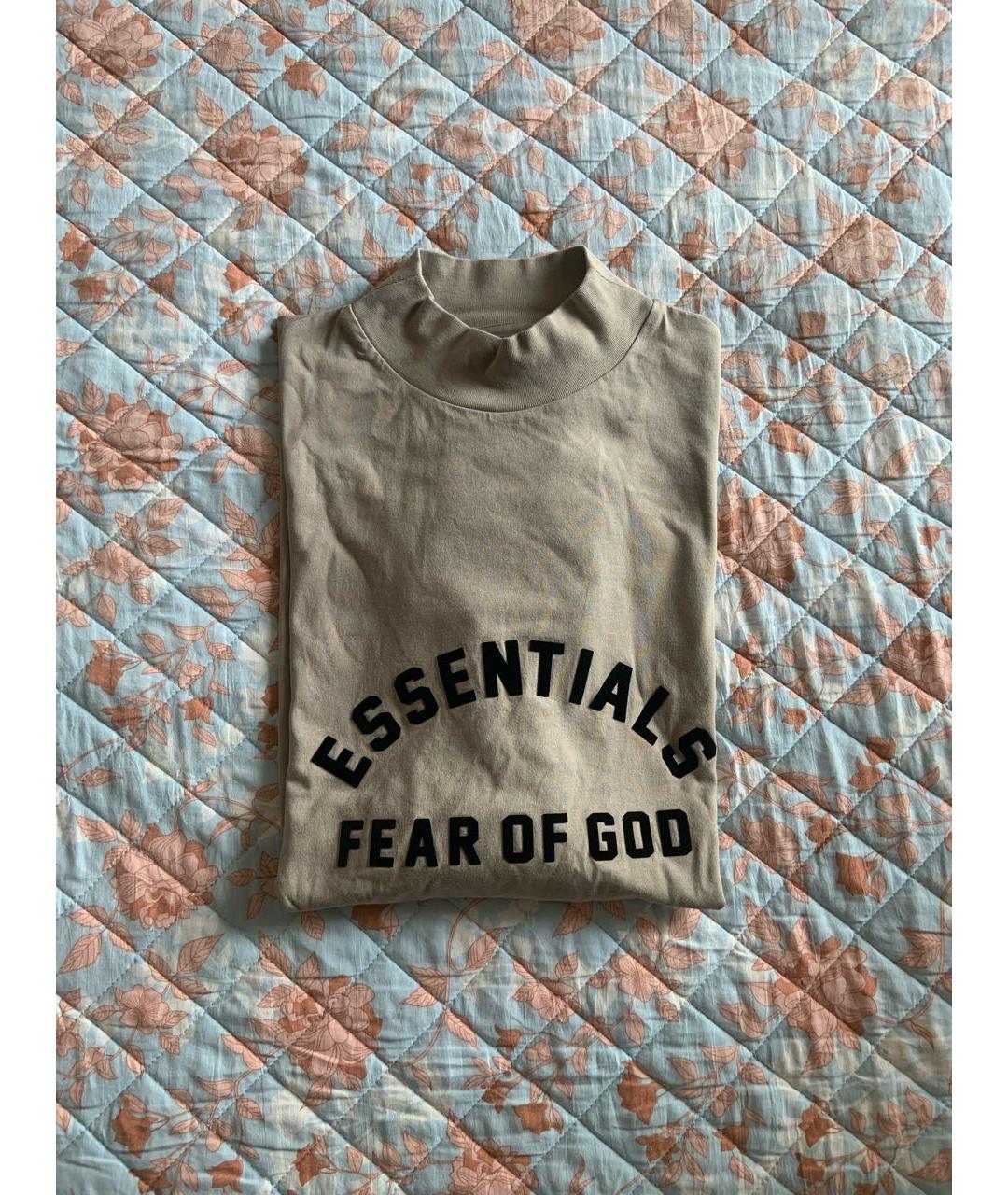 FEAR OF GOD ESSENTIALS Бежевая хлопковая футболка, фото 3