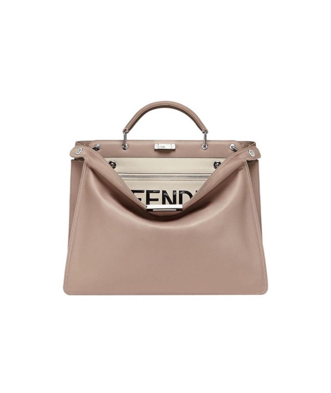 FENDI Бежевая кожаная сумка тоут, фото 1