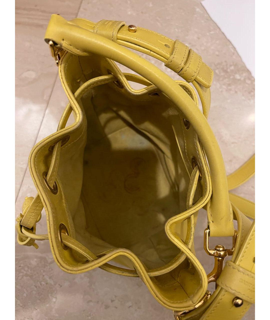 SAINT LAURENT Желтая кожаная сумка через плечо, фото 7
