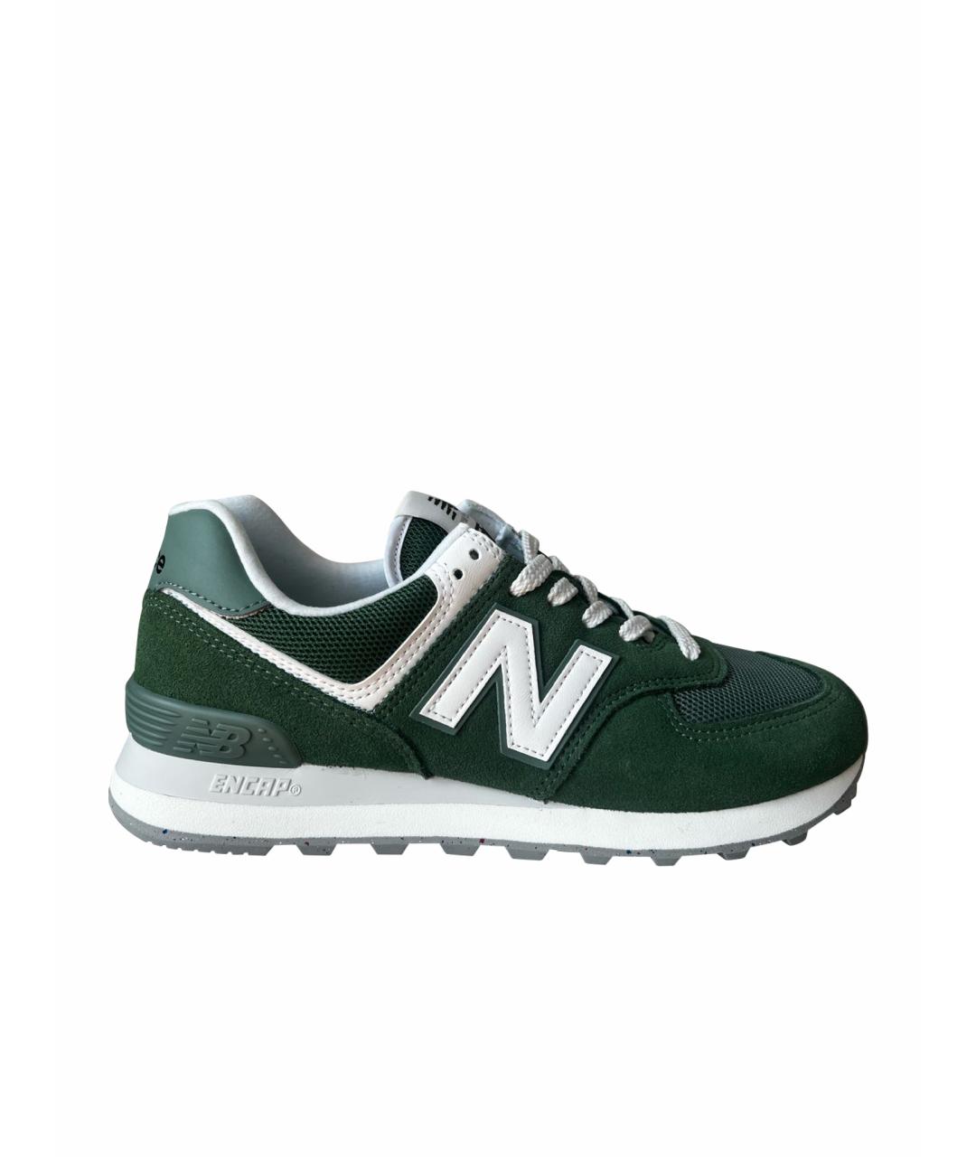 NEW BALANCE Зеленые замшевые кроссовки, фото 1