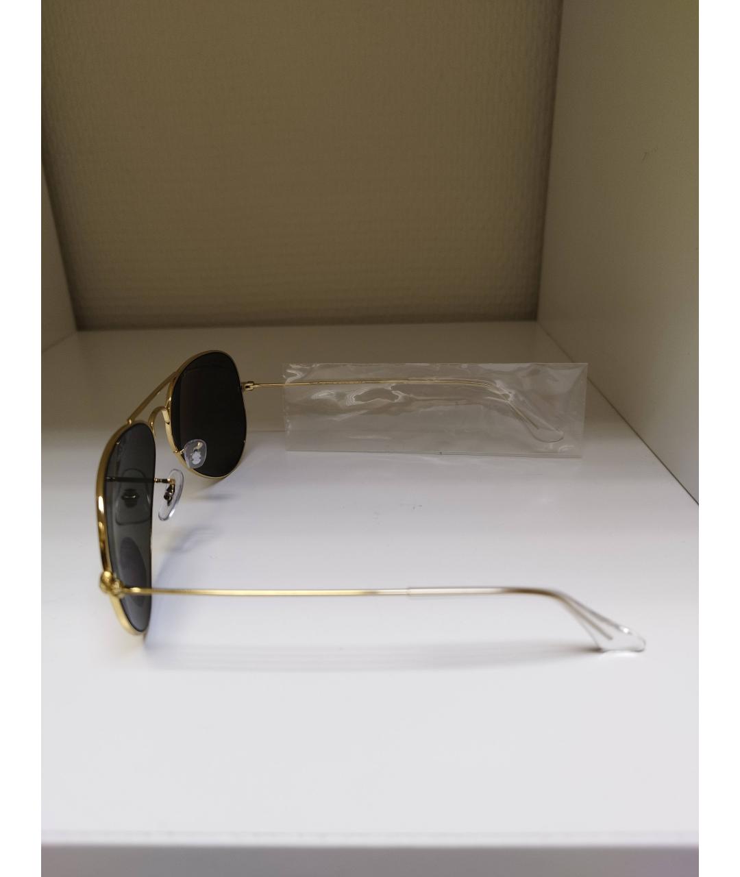 RAY BAN Золотые металлические солнцезащитные очки, фото 3