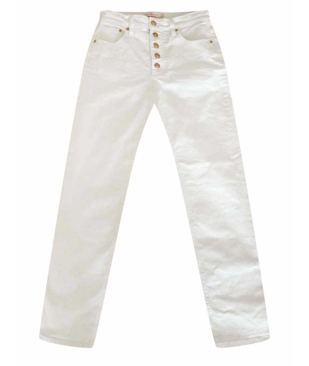 TORY BURCH Белые хлопко-эластановые прямые джинсы, фото 1