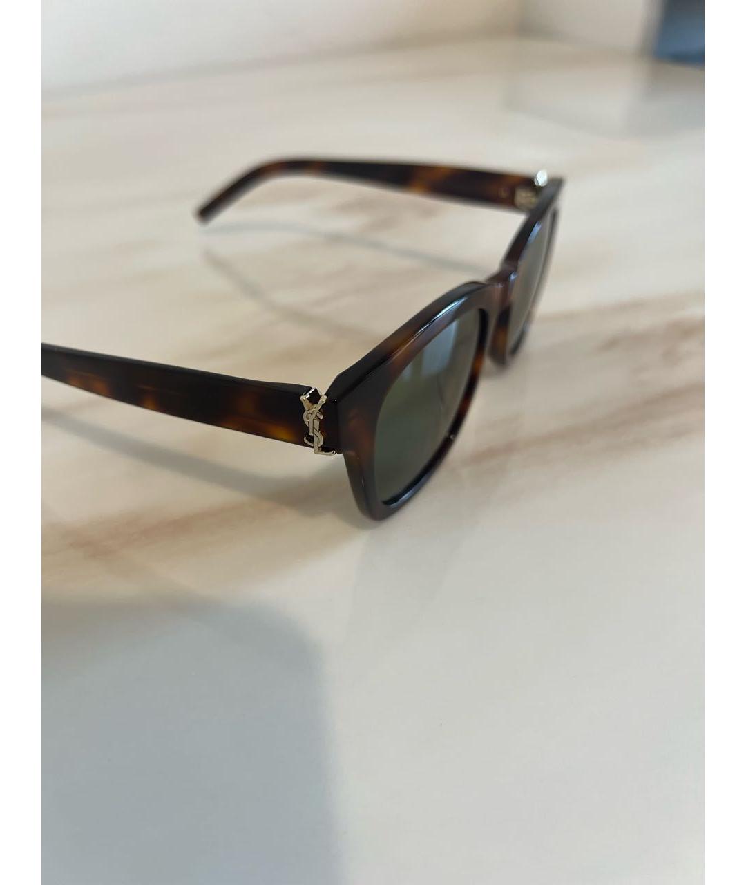 SAINT LAURENT Коричневые пластиковые солнцезащитные очки, фото 3