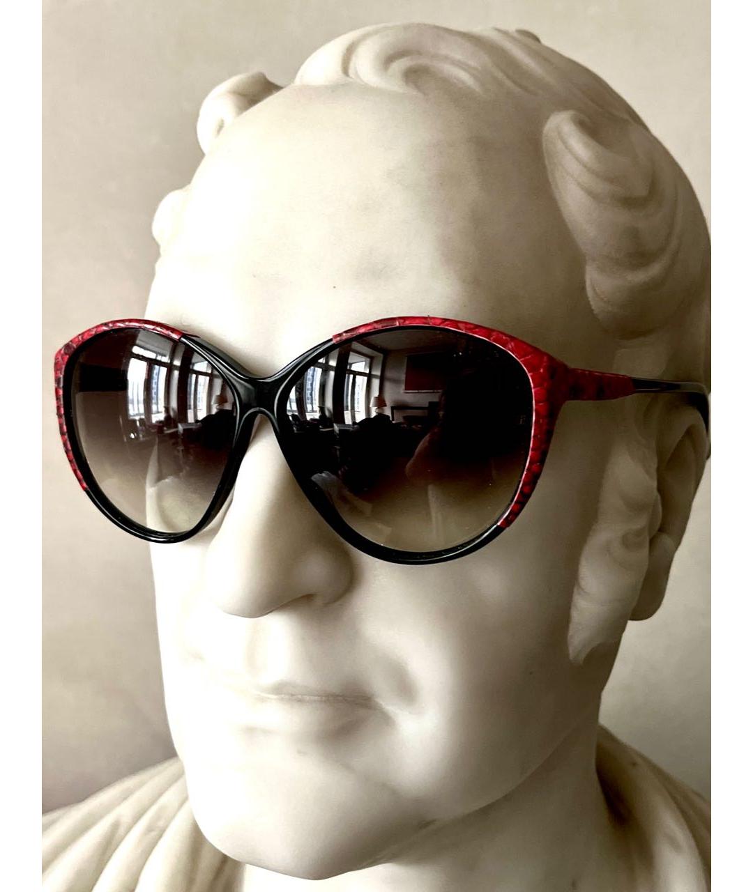LINDA FARROW Красные деревянные солнцезащитные очки, фото 5