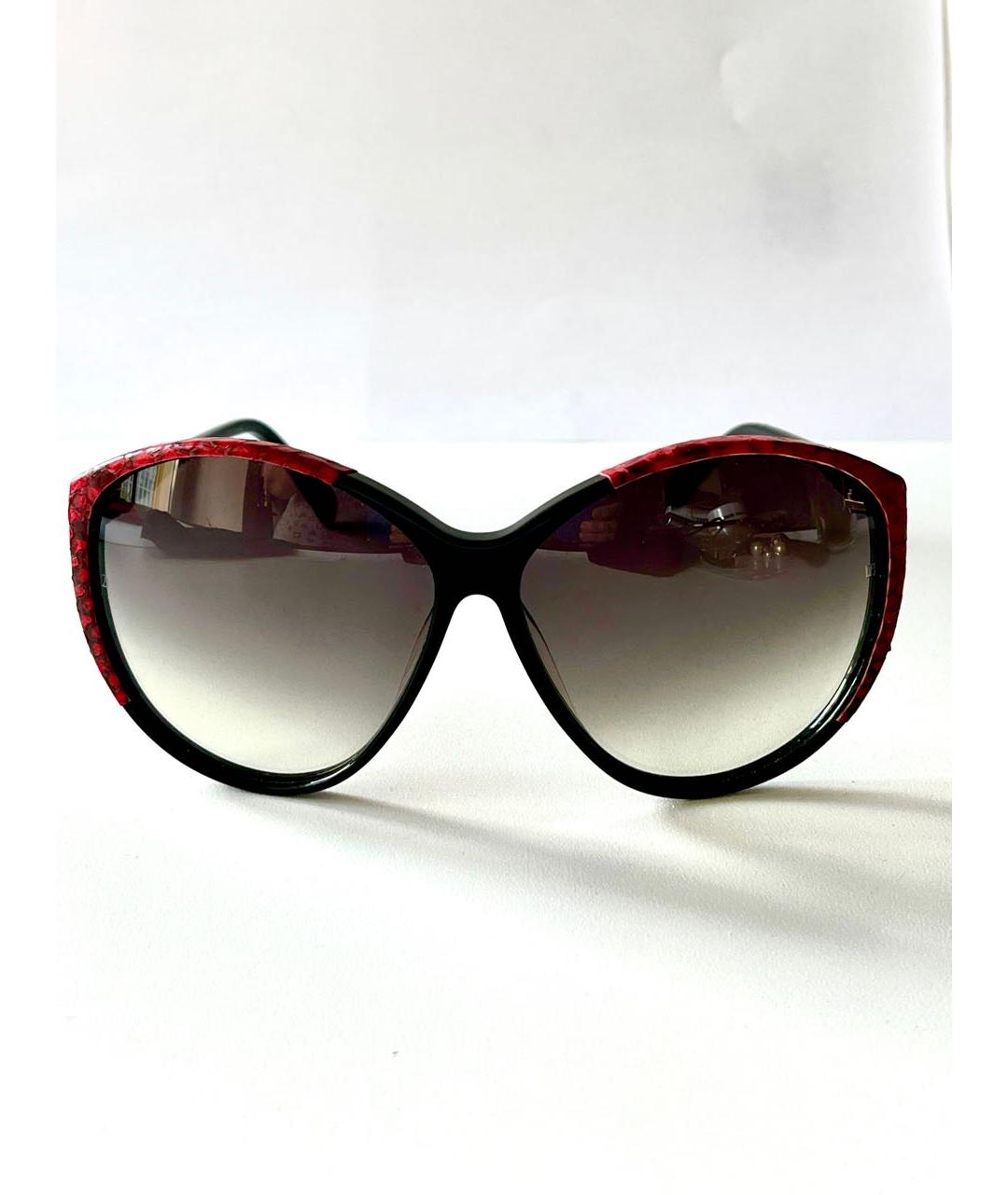 LINDA FARROW Красные деревянные солнцезащитные очки, фото 7