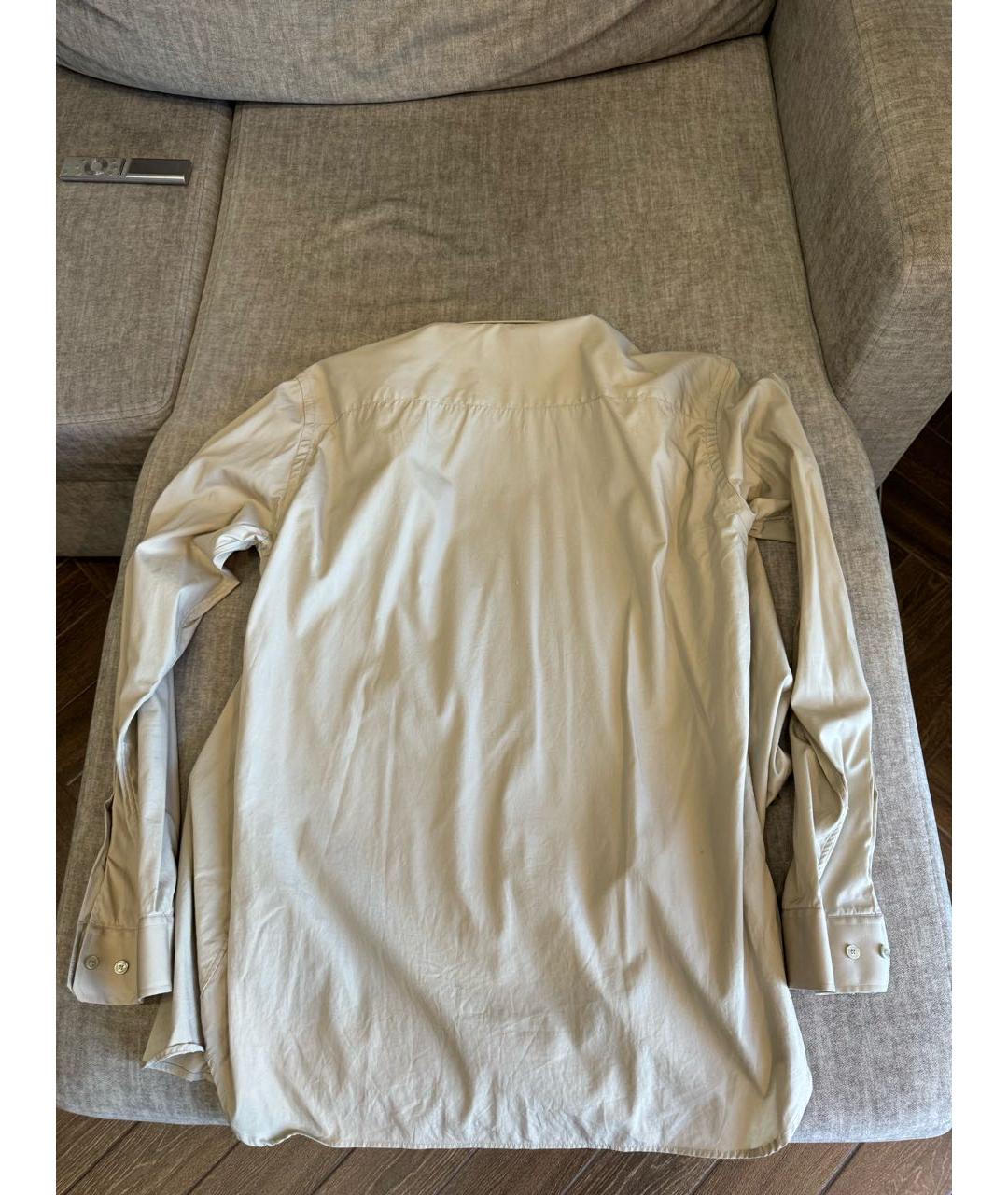 BURBERRY Бежевая хлопко-полиэстеровая классическая рубашка, фото 6